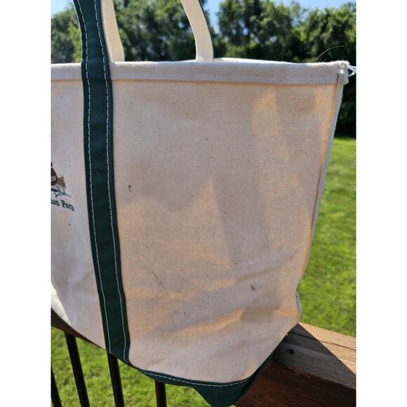 VTG 90s LL Bean Boat & Tote Bag USA Canvas Green Large 22"x14.5"x8" Embroidered - Picture 4 of 10